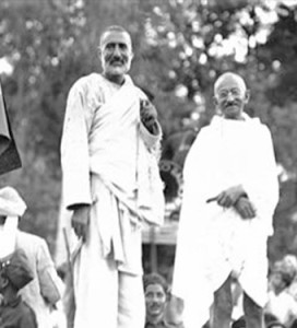 "Badshah Khan" (pictured with Gandhi) by Unknown - http://www.peaceworkmagazine.org/pwork/0209/020912.htm. Licensed under Public Domain via Commons 